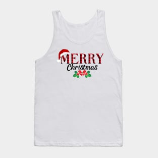 Red Buffalo Plaid Merry Christmas Design Tank Top